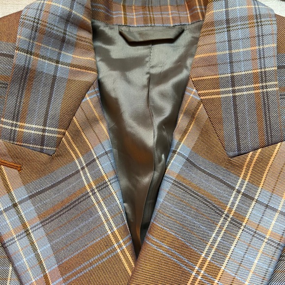 Acne Studios Womens XS 32/36 Double Breasted Gray Orange Plaid Blazer Pants Suit - Picture 10 of 16